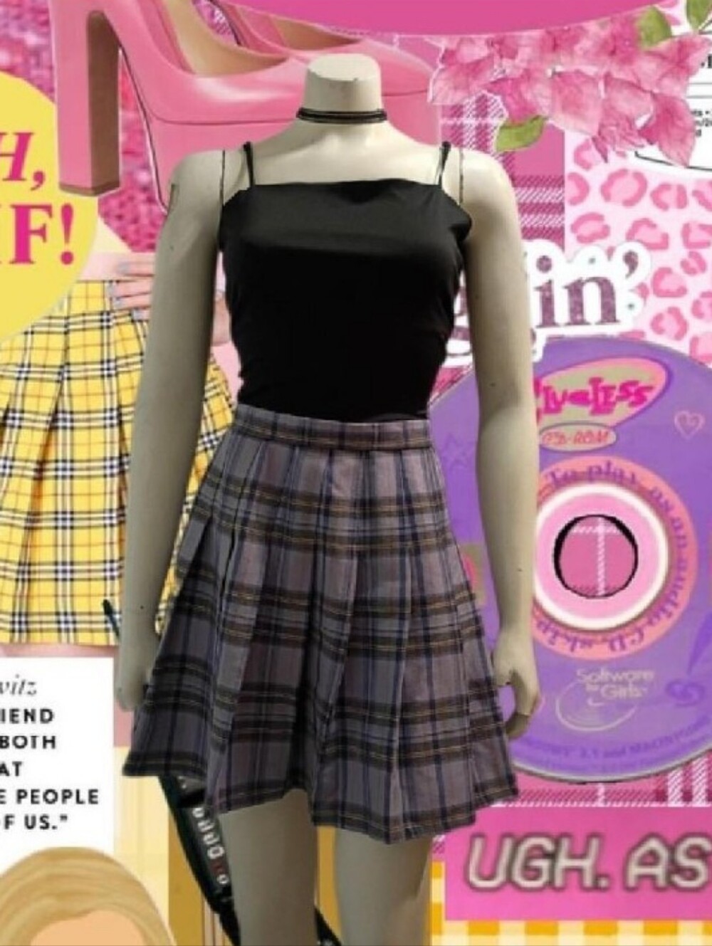 wild fable Purple & Multi Color Plaid Pleated Skater Mini Skirt SZ S